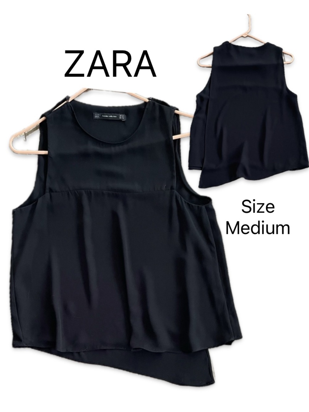 Zara Trafaluc  Black Sleeveless semi sheer Top • Size Medium
